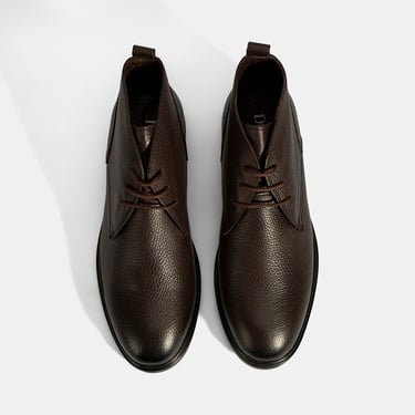  Erkek Kahve Bağcıklı Deri Bot