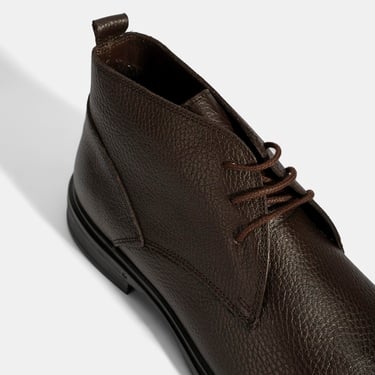  Erkek Kahve Bağcıklı Deri Bot