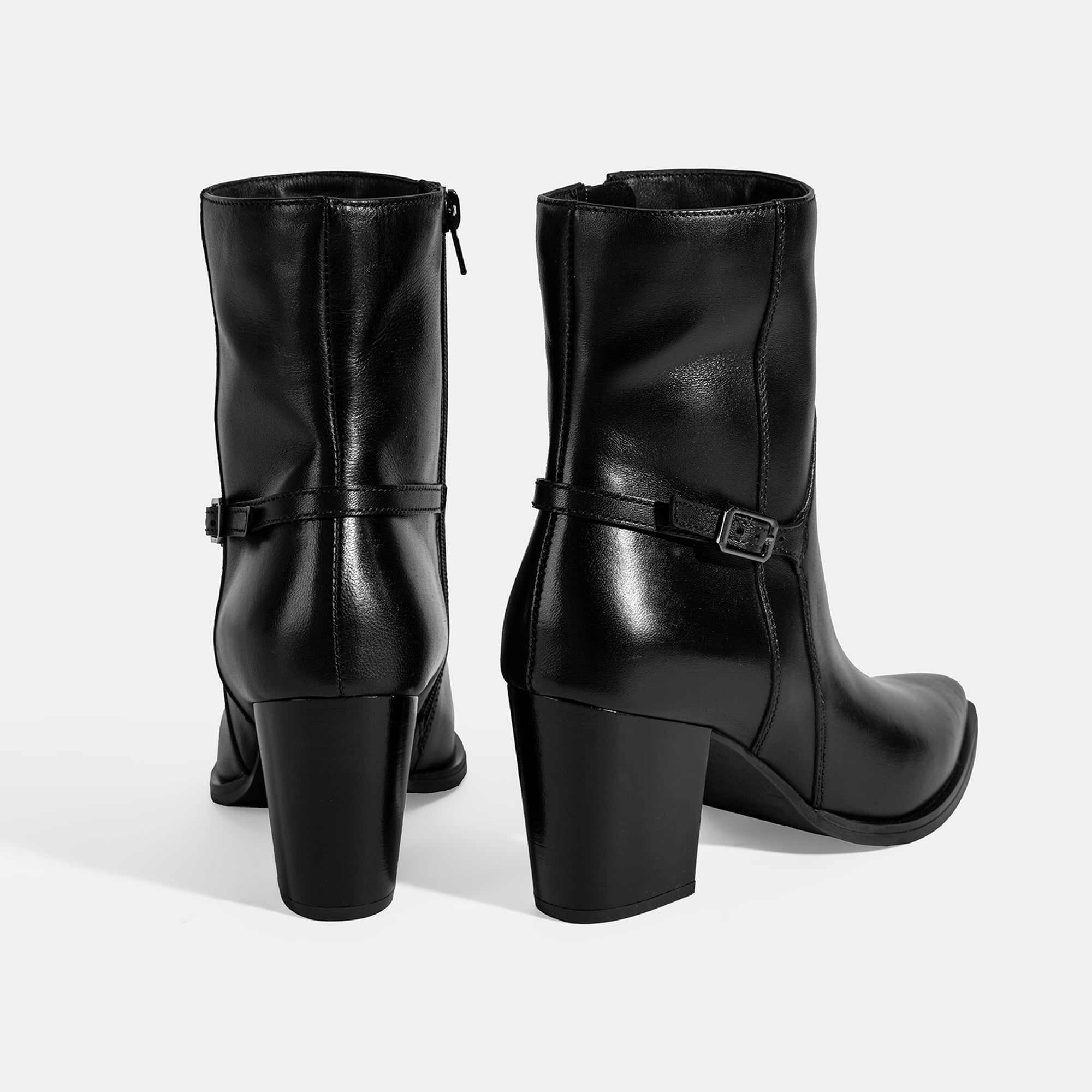 Kadın Kalın Topuklu Deri Bot