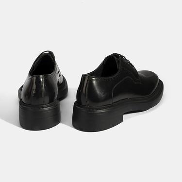  Erkek Siyah Bağcıklı Deri Klasik Ayakkabı