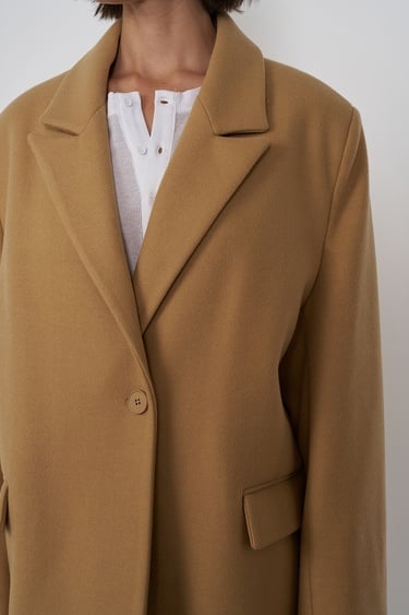  Oversize Yün Karışımlı Kaşe Kaban