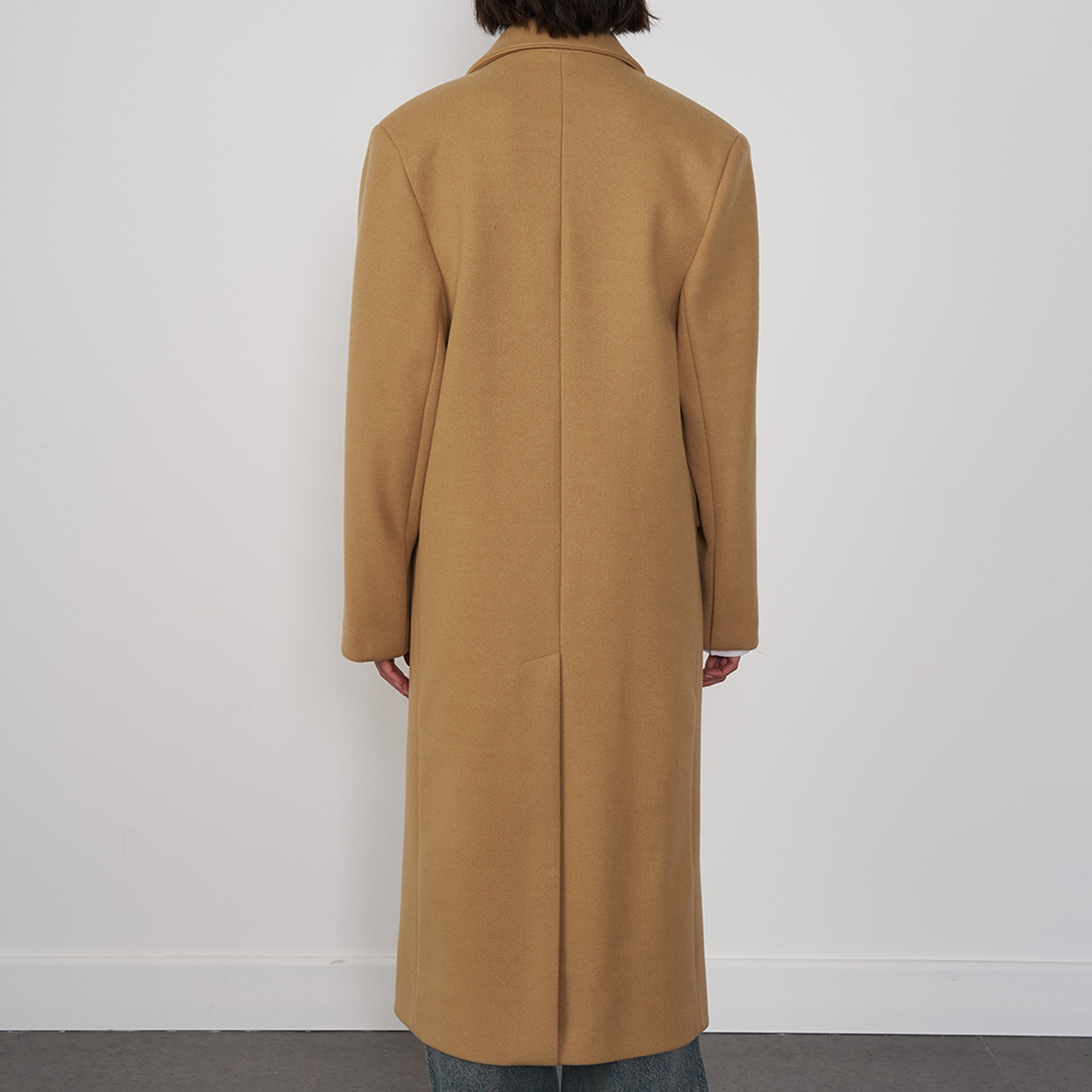 Oversize Yün Karışımlı Kaşe Kaban