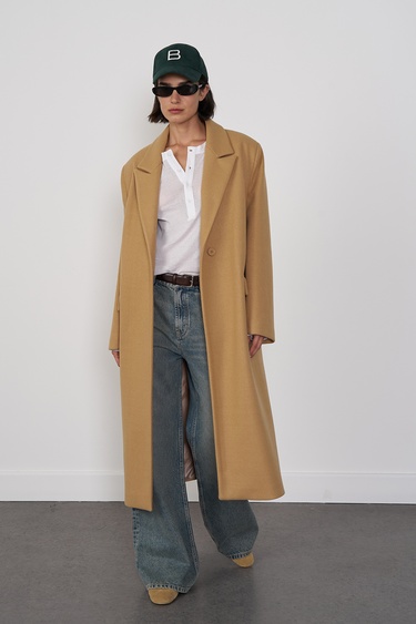  Oversize Yün Karışımlı Kaşe Kaban