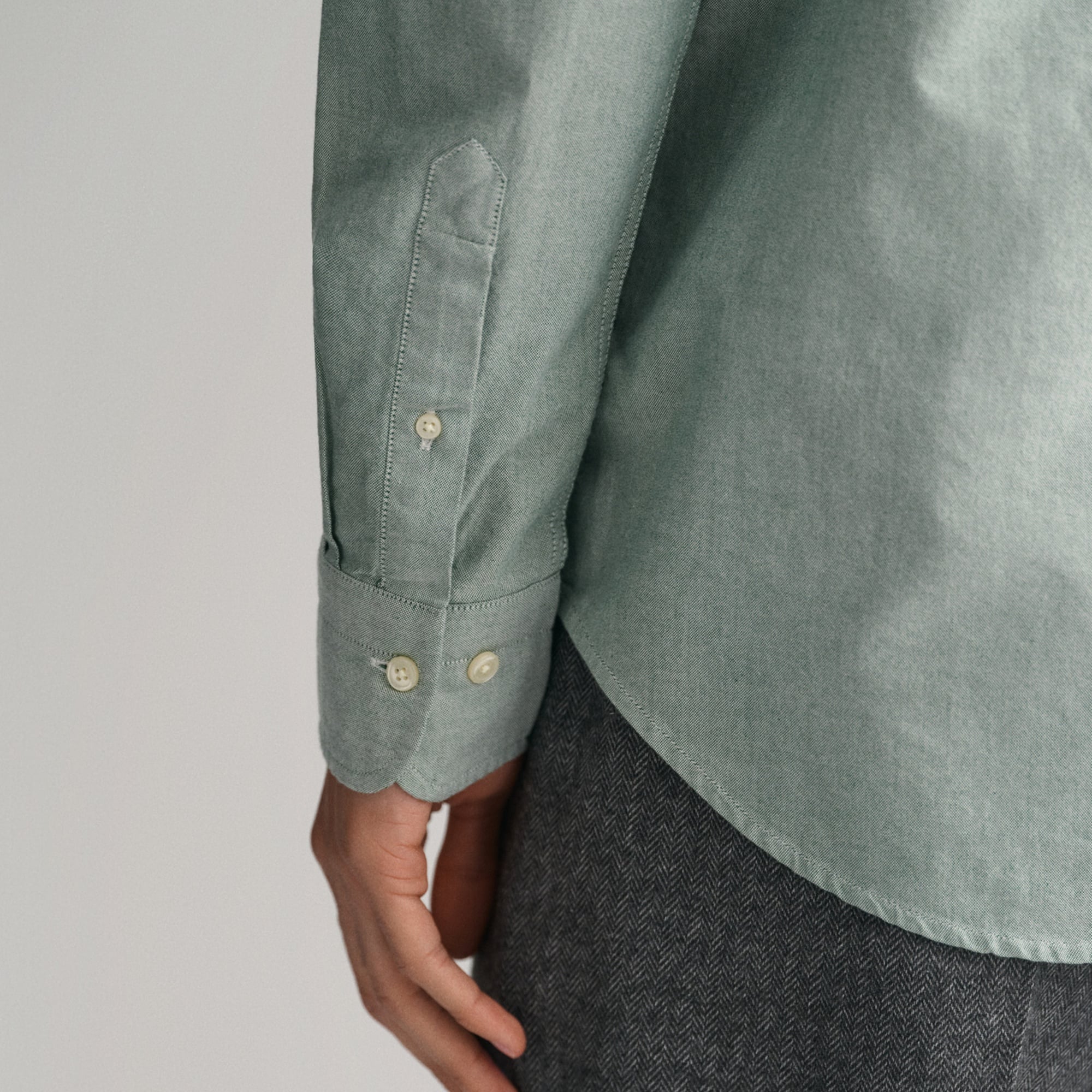 GANT Erkek Yeşil Regular Fit Düğmeli Yaka Oxford Gömlek