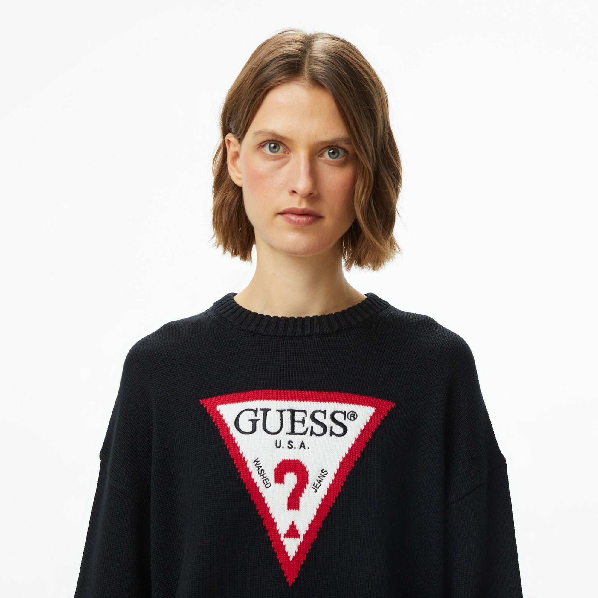 Guess Triangle Kadın Siyah Kazak