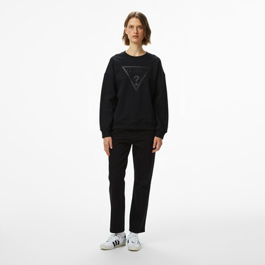  Guess Glitter Kadın Siyah Sweatshirt