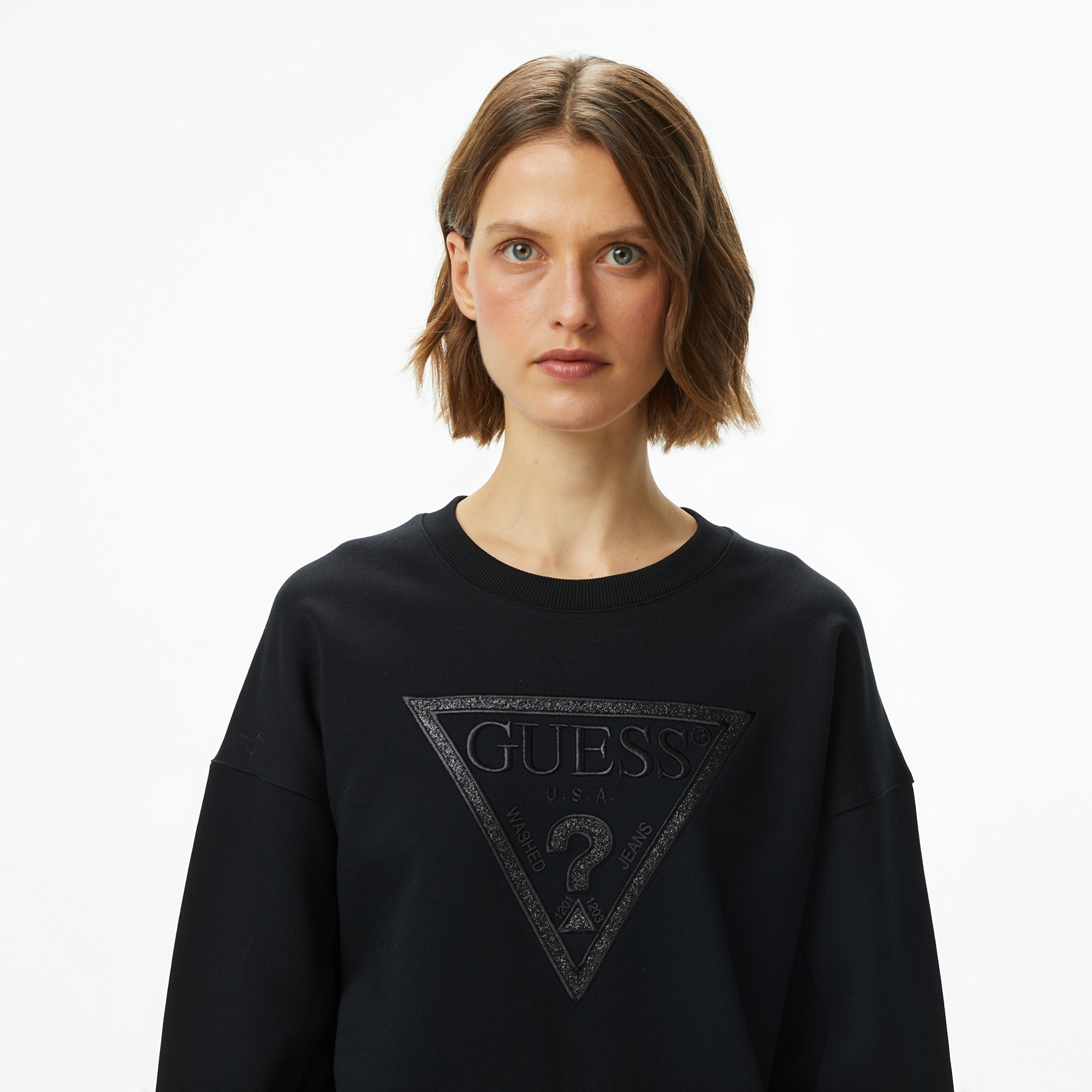 Guess Glitter Kadın Siyah Sweatshirt