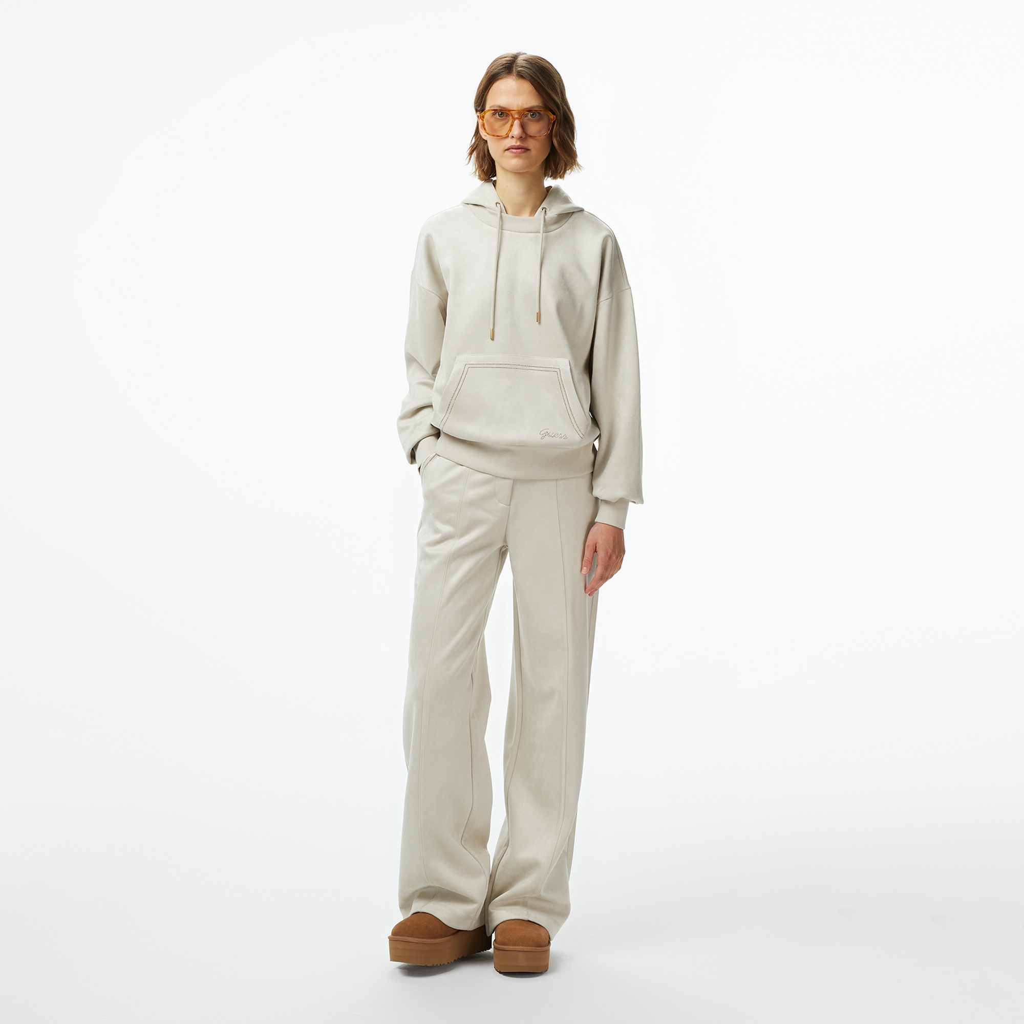 Guess Eco Scuba Kadın Krem Hoodie