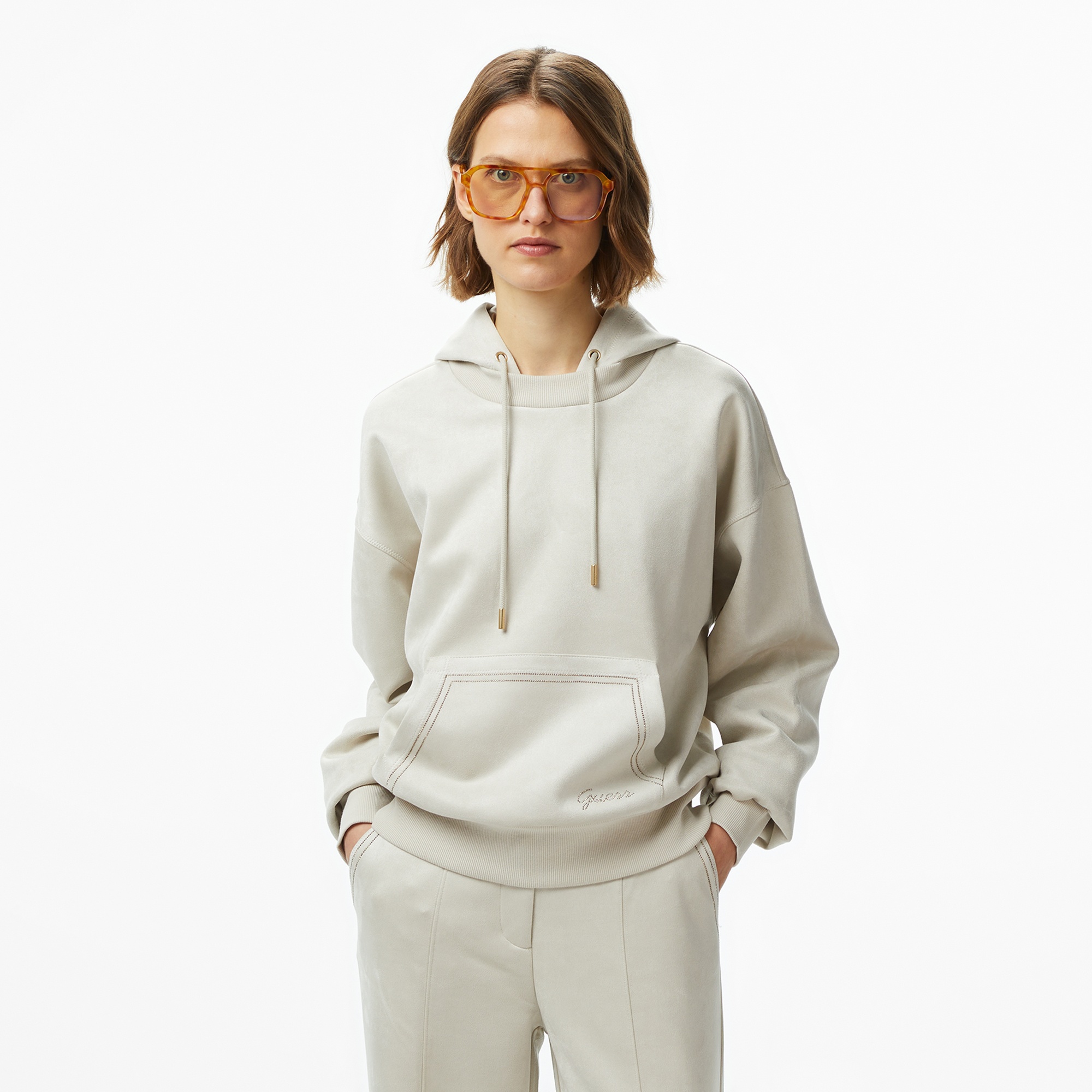 Guess Eco Scuba Kadın Krem Hoodie