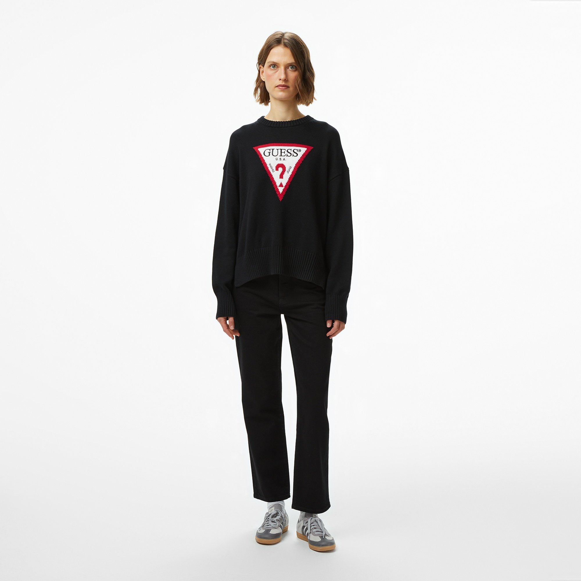 Guess Triangle Kadın Siyah Kazak