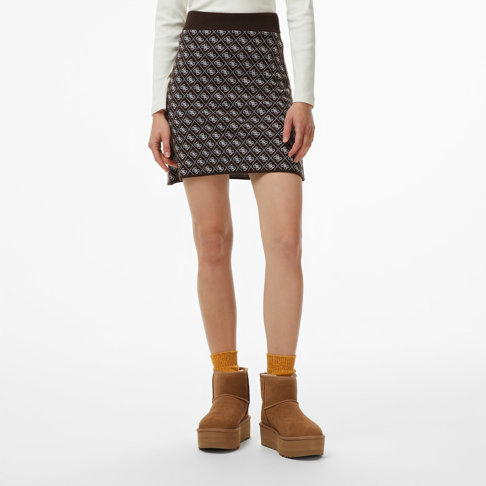 Guess Aubrey A Kesim Yün Karışımlı Kadın Kahverengi Etek