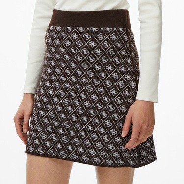  Guess Aubrey A Kesim Yün Karışımlı Kadın Kahverengi Etek