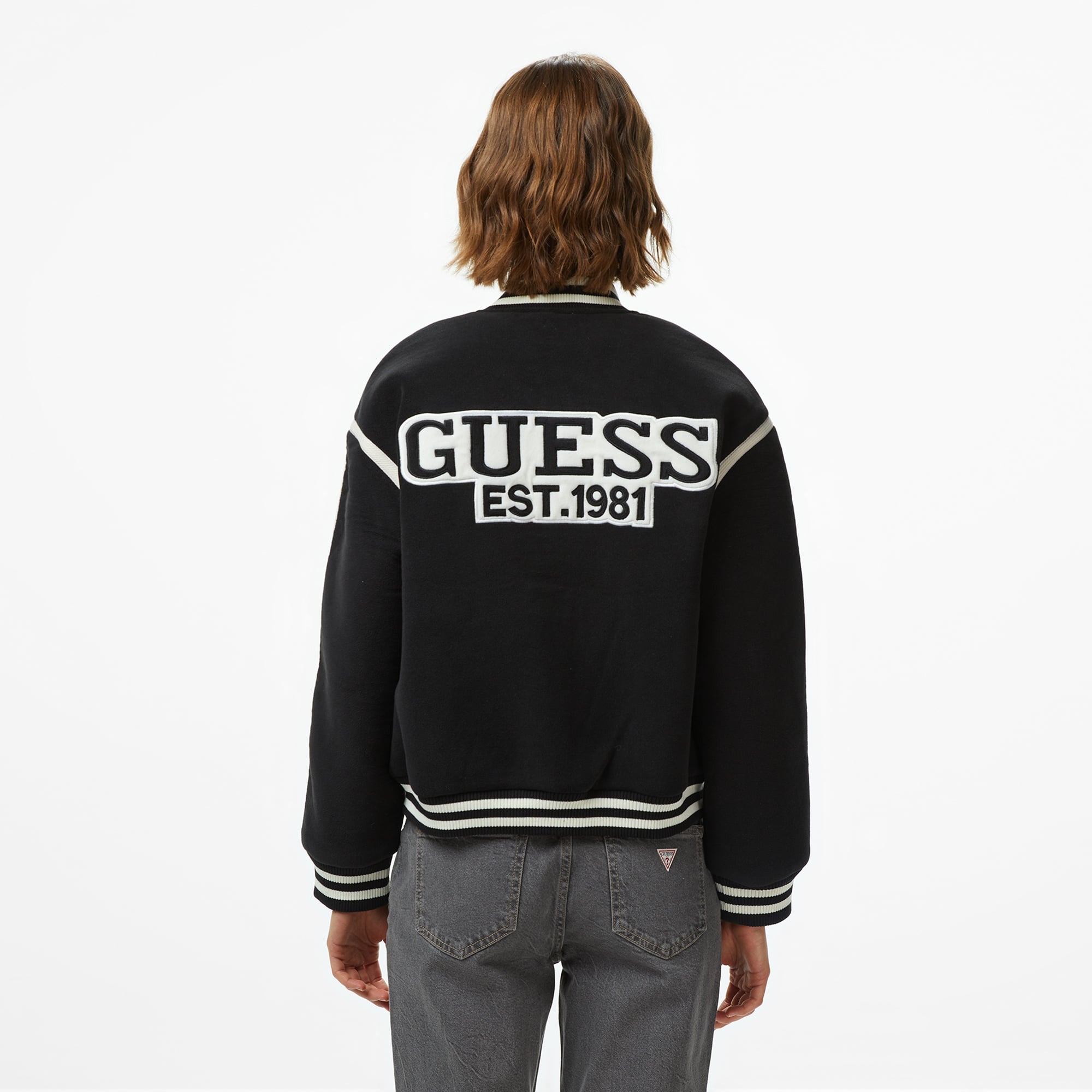 Guess Bomb Bomber Kadın Siyah Ceket