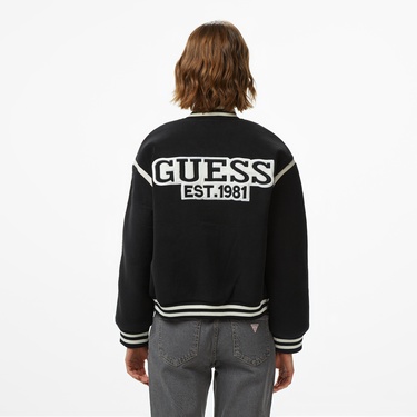  Guess Bomb Bomber Kadın Siyah Ceket