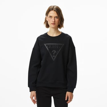  Guess Glitter Kadın Siyah Sweatshirt
