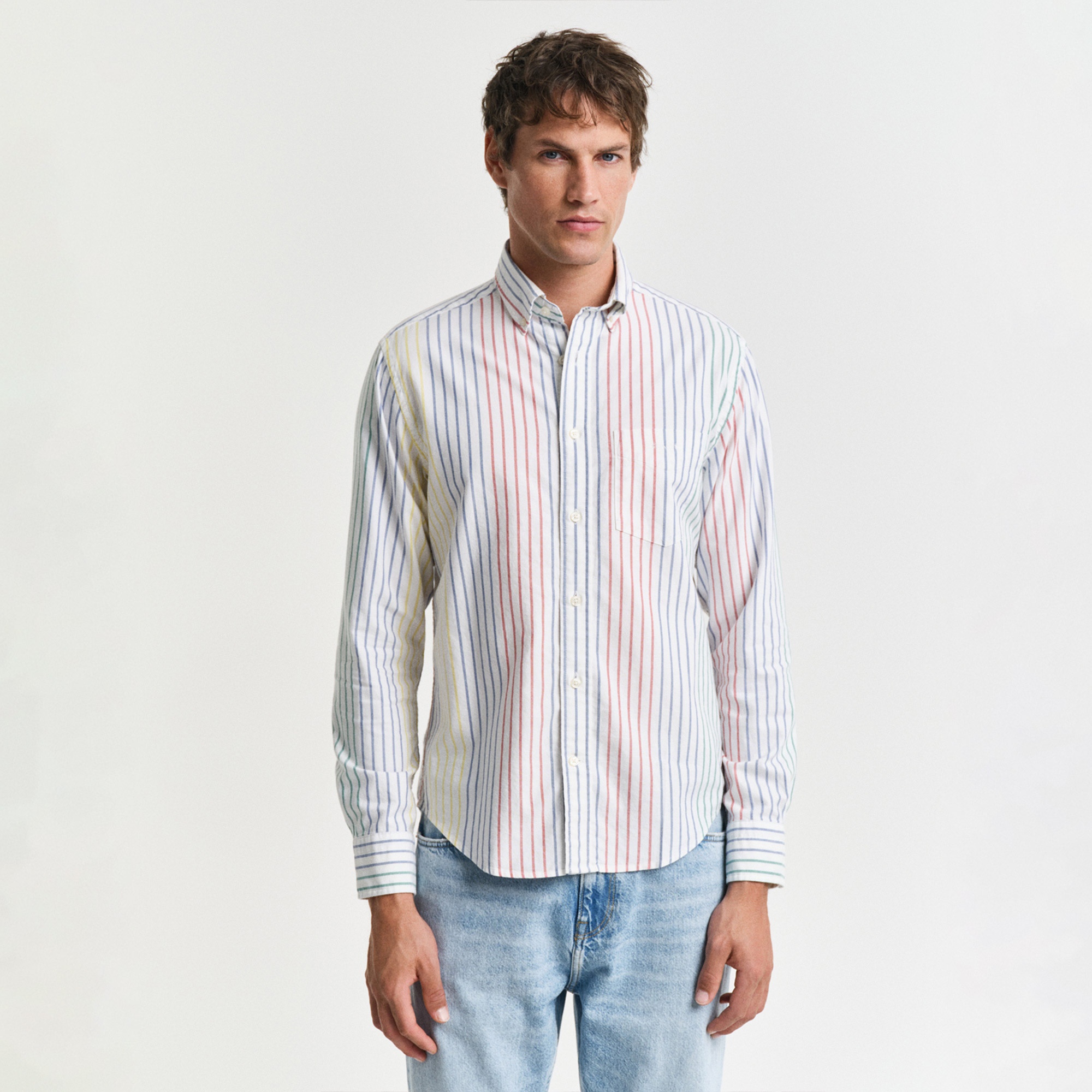 GANT Erkek Renkli Regular Fit Düğmeli Yaka Çizgili Gömlek