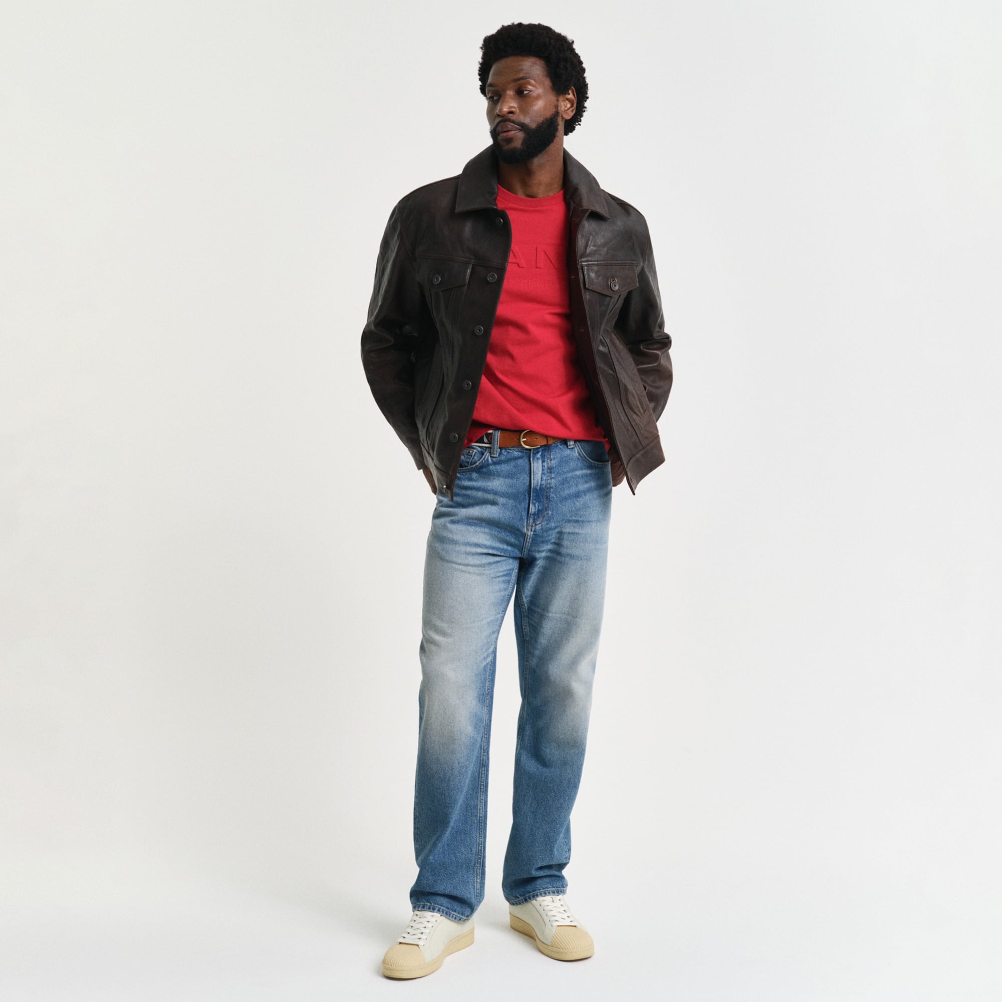 GANT Erkek Kırmızı Regular Fit Bisiklet Yaka Logolu T-Shirt