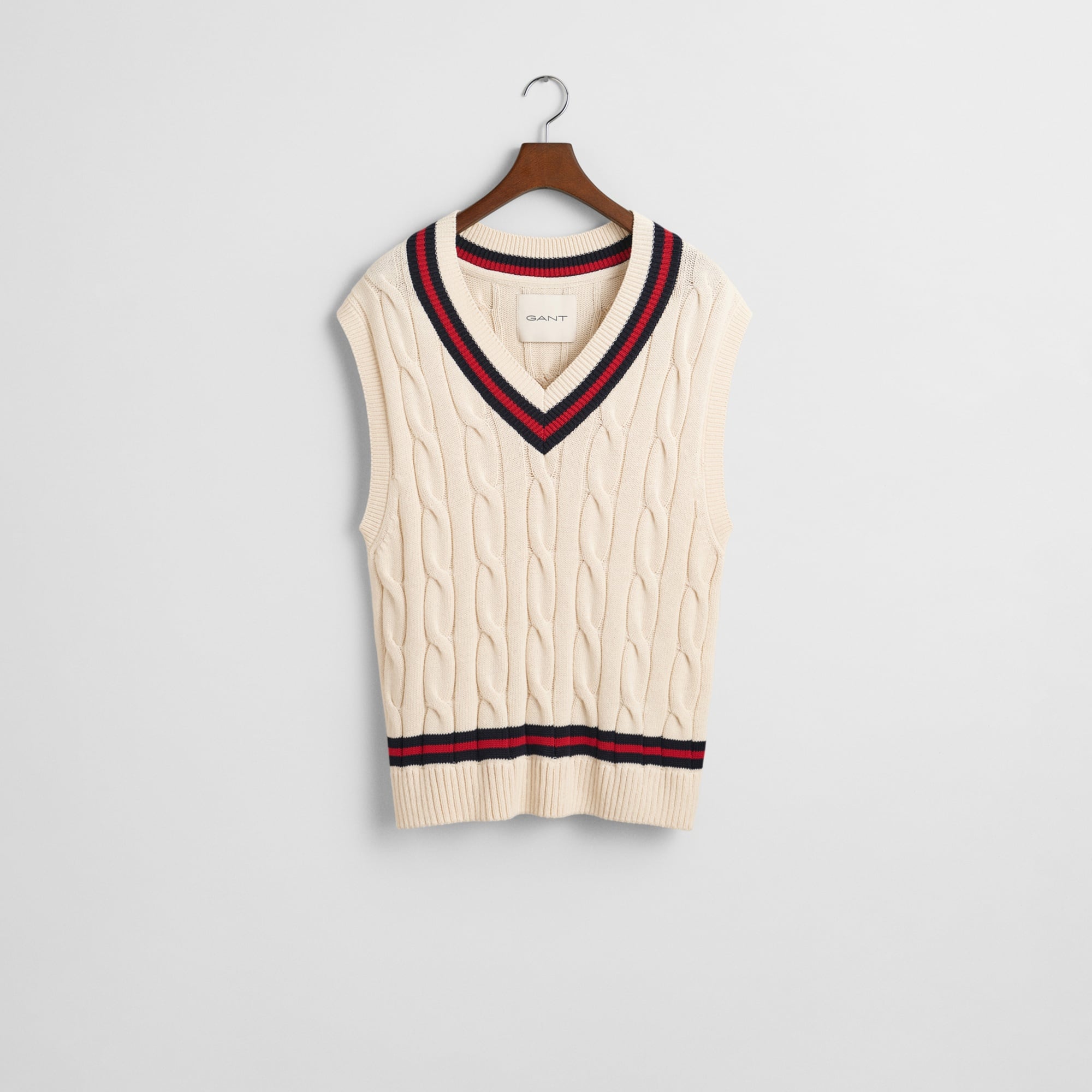 GANT Erkek Krem Relaxed Fit V Yaka Süveter