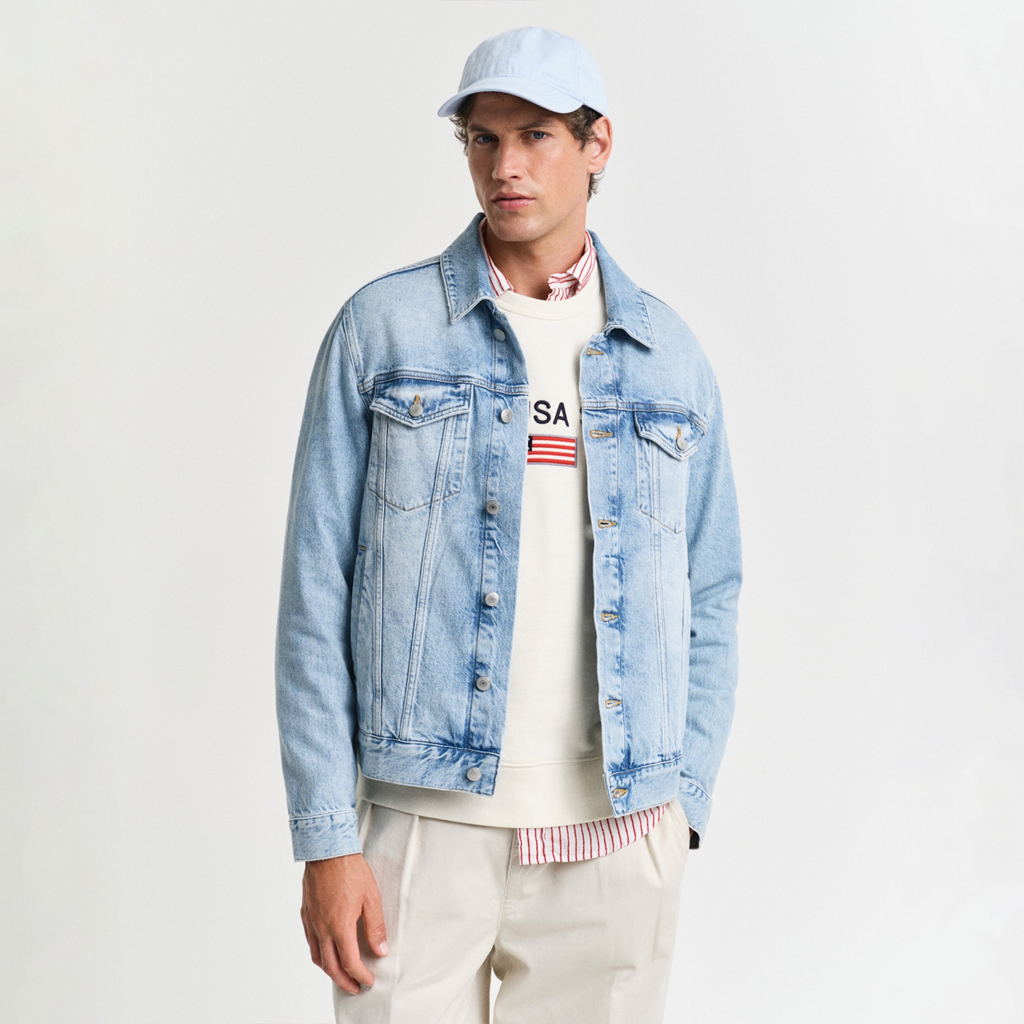 GANT Erkek Mavi Regular Fit Klasik Yaka Denim Ceket