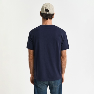  GANT Erkek Lacivert Regular Fit Bisiklet Yaka T-Shirt