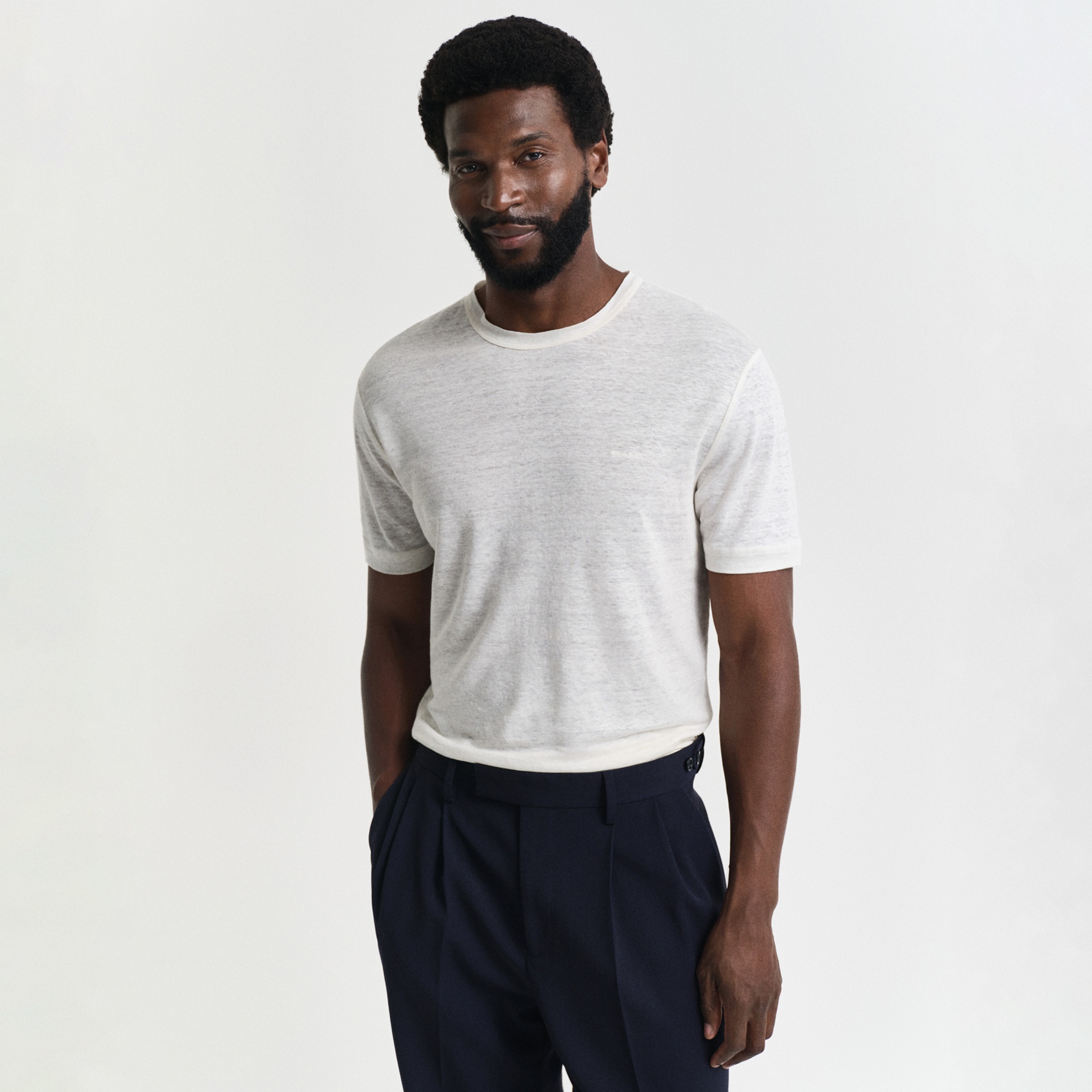 GANT Erkek Krem Regular Fit Bisiklet Yaka T-Shirt