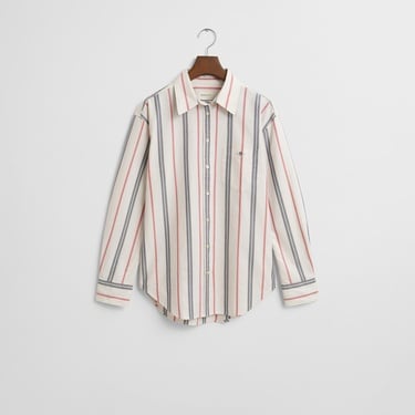  GANT Kadın Krem Relaxed Fit Klasik Yaka Çizgili Gömlek