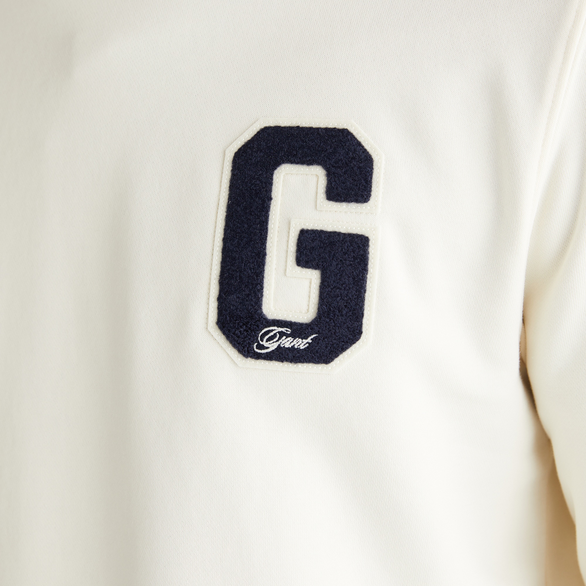 GANT Erkek Krem Regular Fit Bisiklet Yaka Logolu Sweatshirt