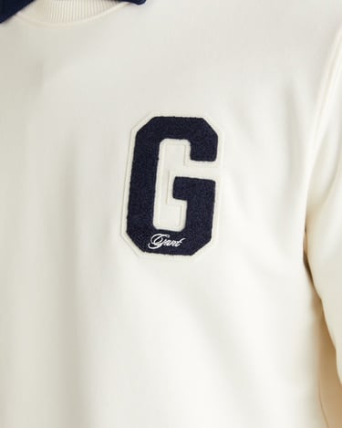  GANT Erkek Krem Regular Fit Bisiklet Yaka Logolu Sweatshirt