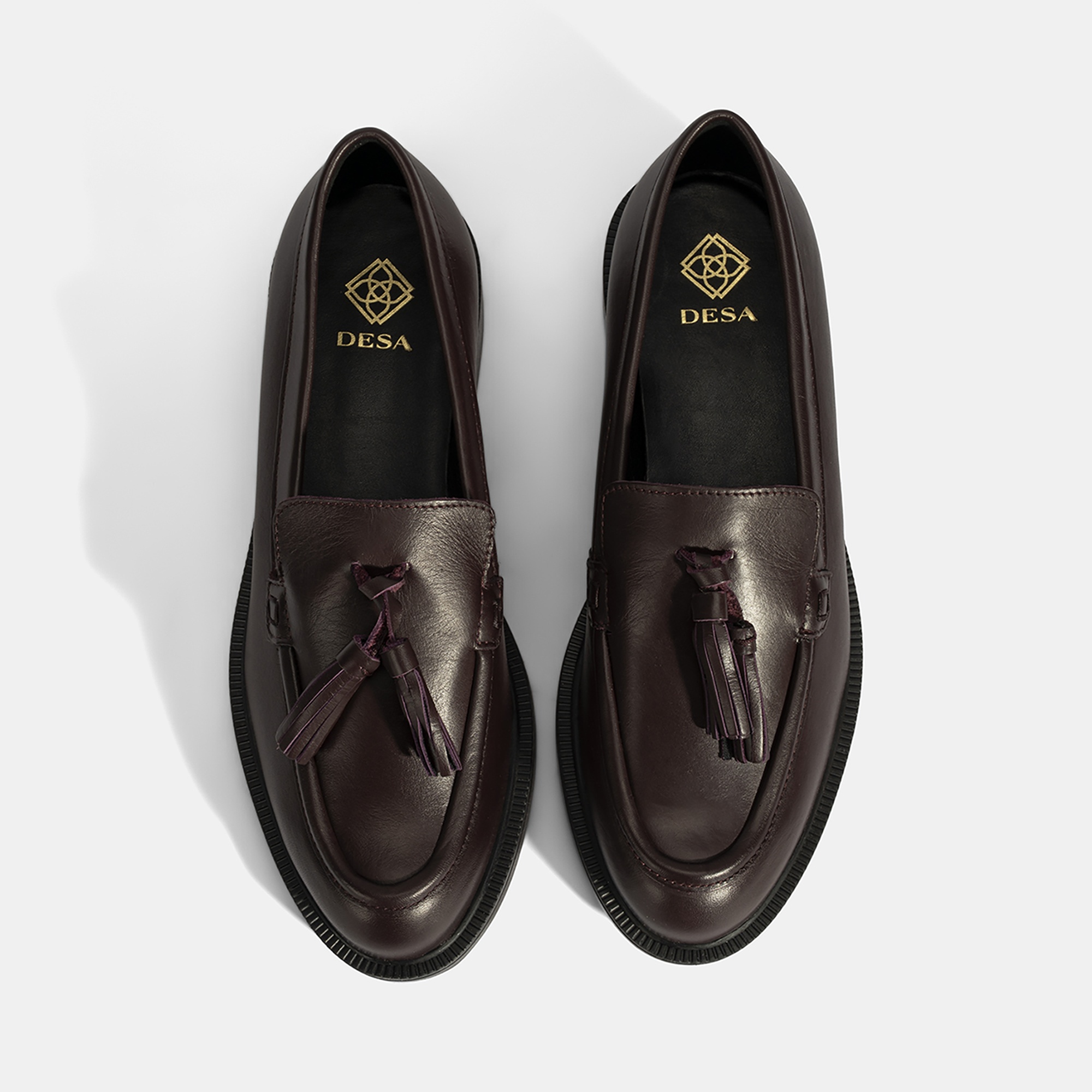 Kadın Bordo Püskül Detaylı Deri Loafer