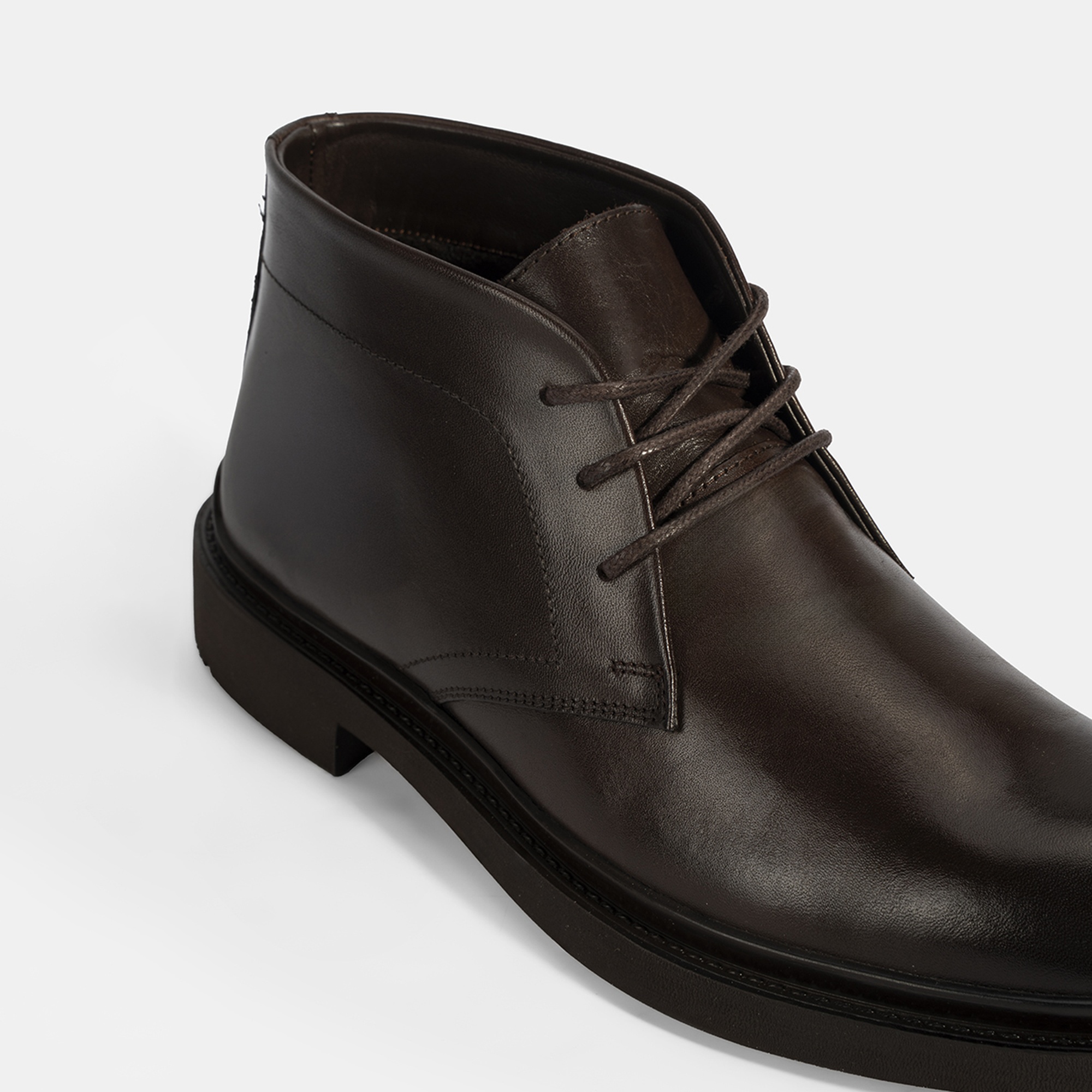 Erkek Kahve Bağcıklı Deri Bot