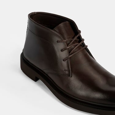  Erkek Kahve Bağcıklı Deri Bot