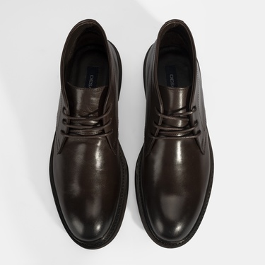  Erkek Kahve Bağcıklı Deri Bot