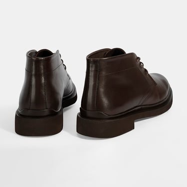  Erkek Kahve Bağcıklı Deri Bot