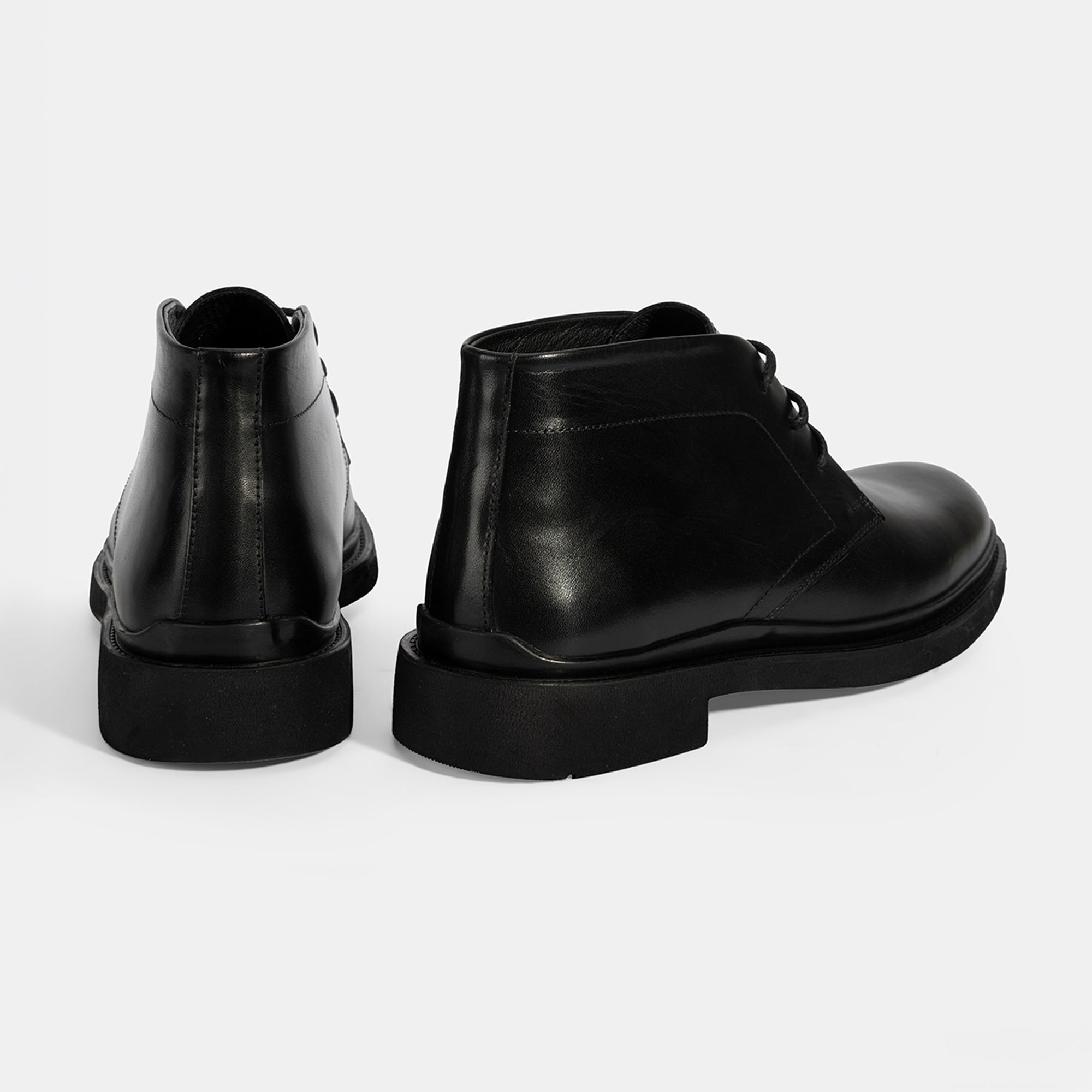 Erkek Siyah Bağcıklı Deri Bot