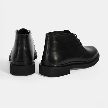  Erkek Siyah Bağcıklı Deri Bot