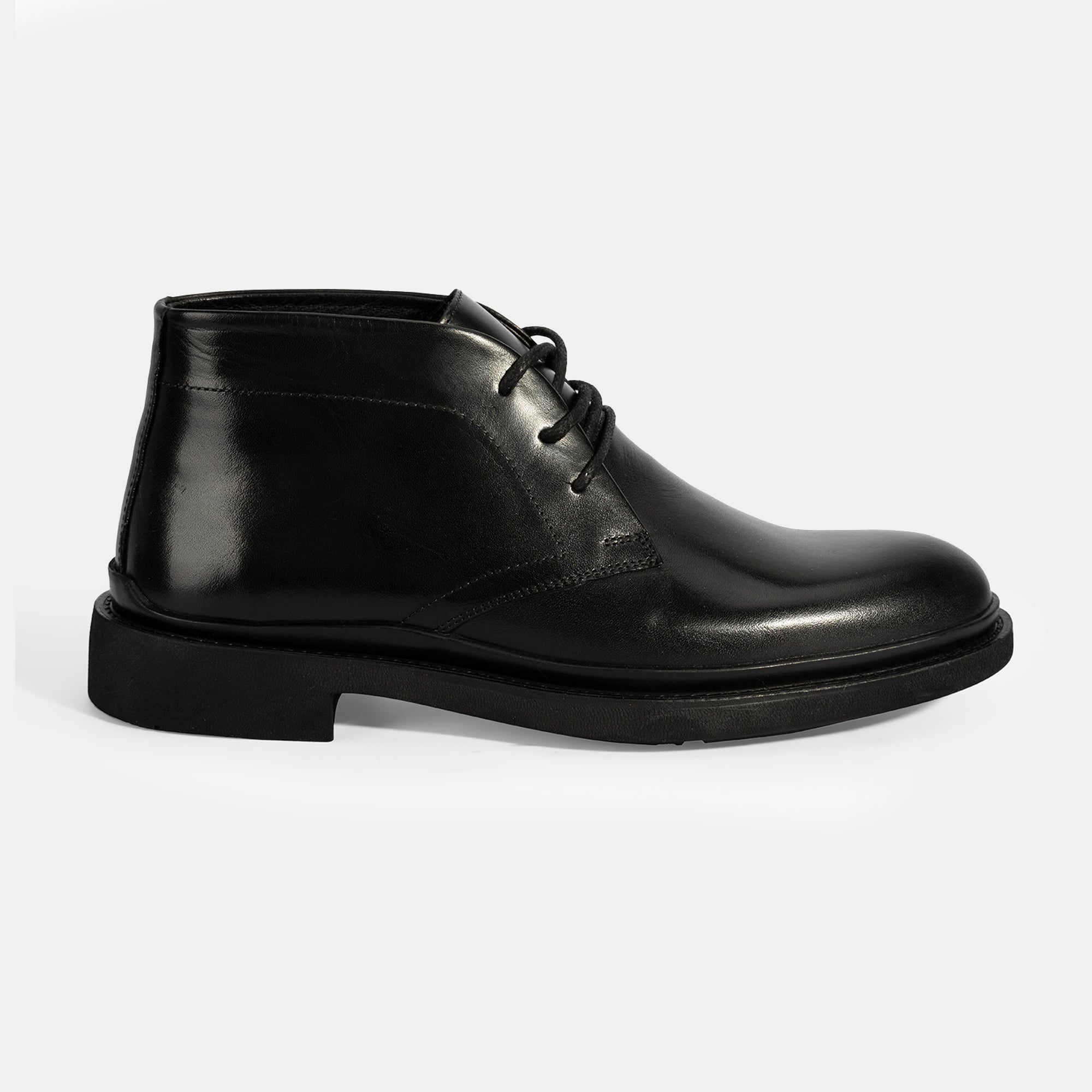 Erkek Siyah Bağcıklı Deri Bot