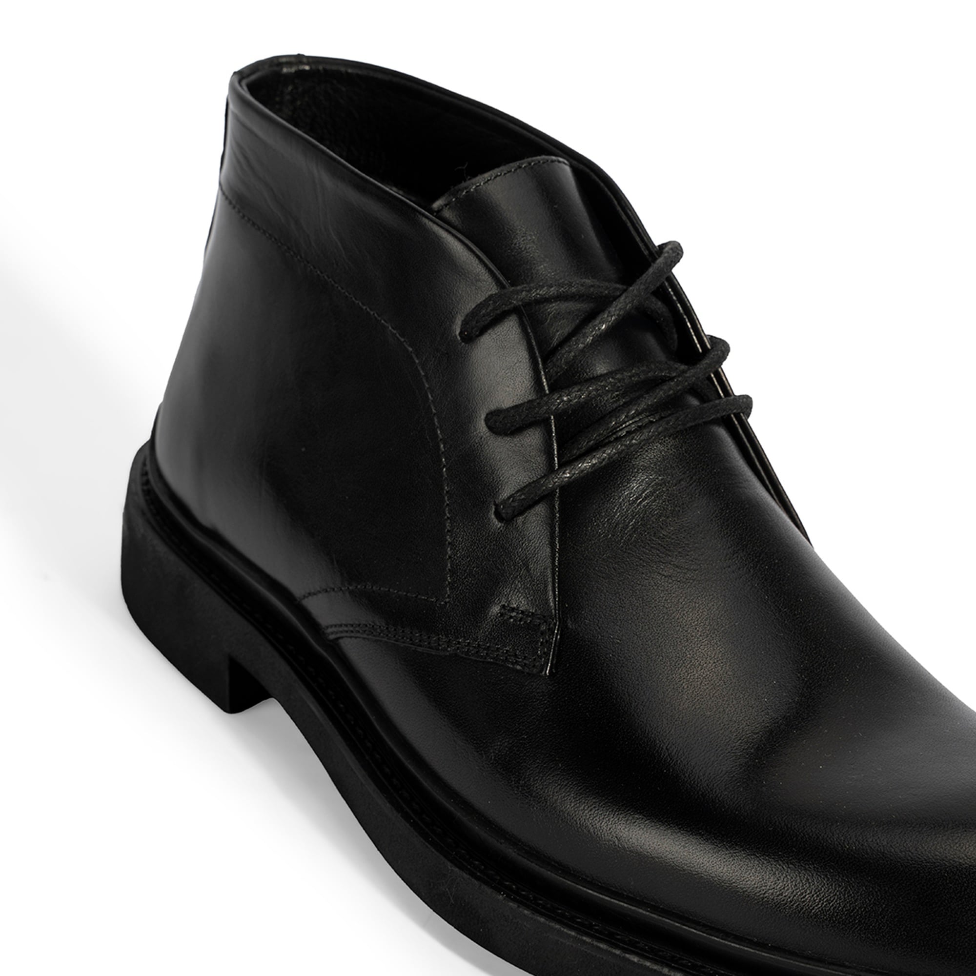 Erkek Siyah Bağcıklı Deri Bot