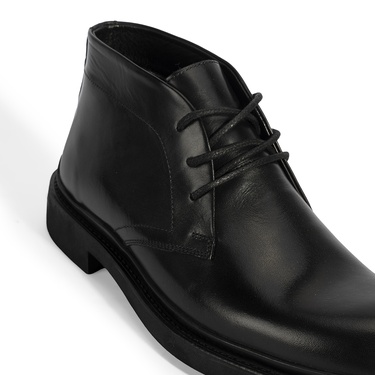  Erkek Siyah Bağcıklı Deri Bot