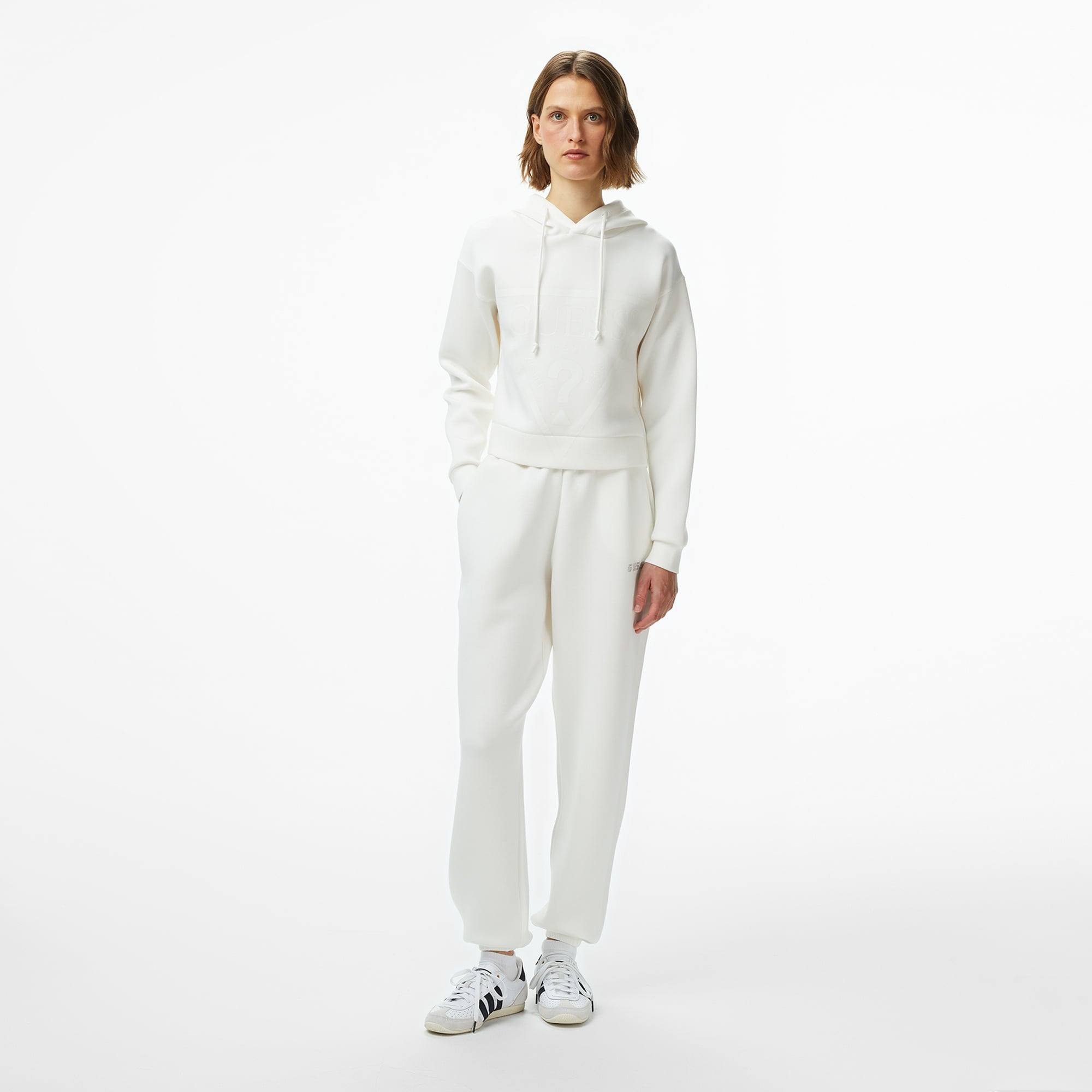 Guess New Alisa Hooded Kadın Beyaz Sweatshirt