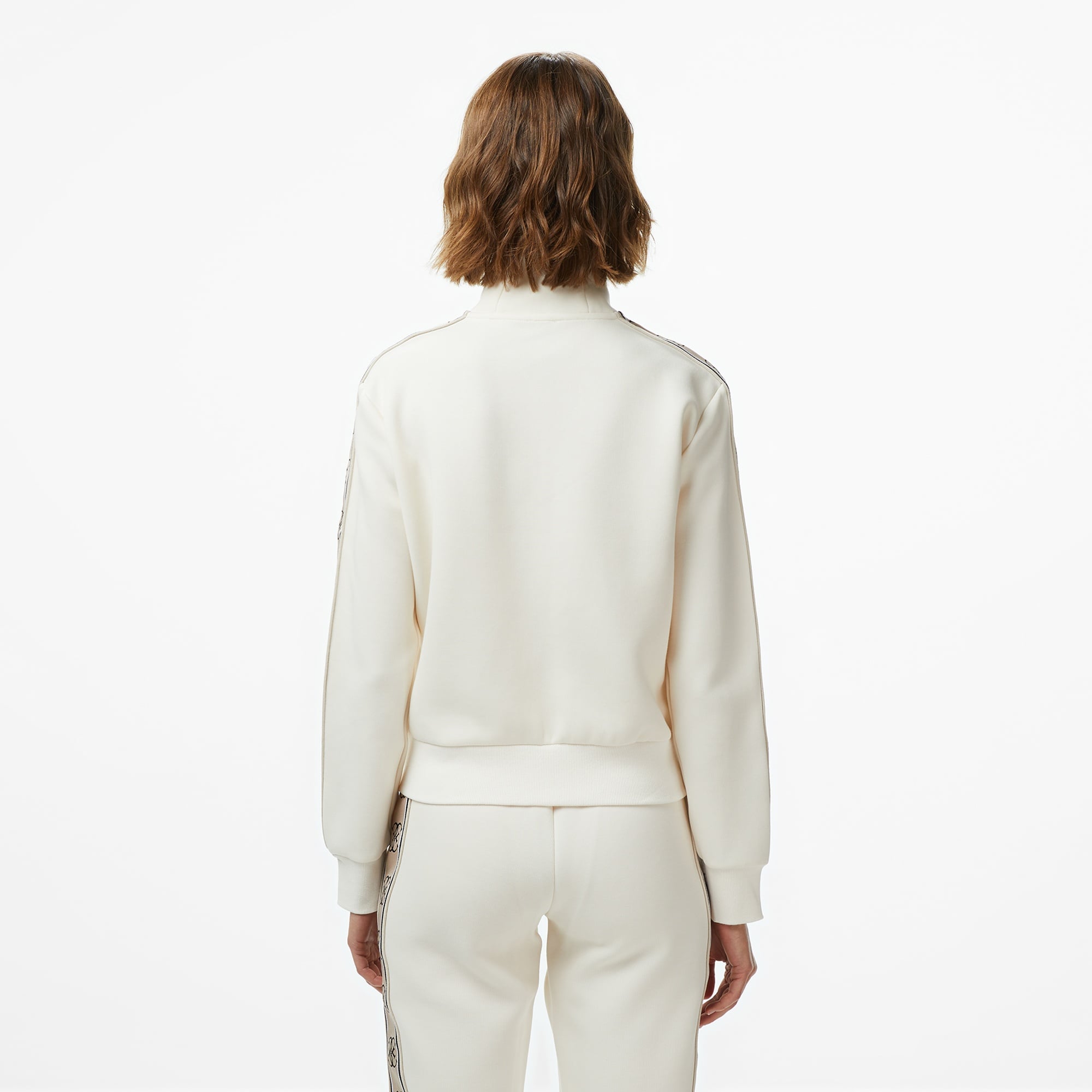 Guess Britney Full Zip Punto Milano 300 Kadın Krem Rengi Sweatshirt