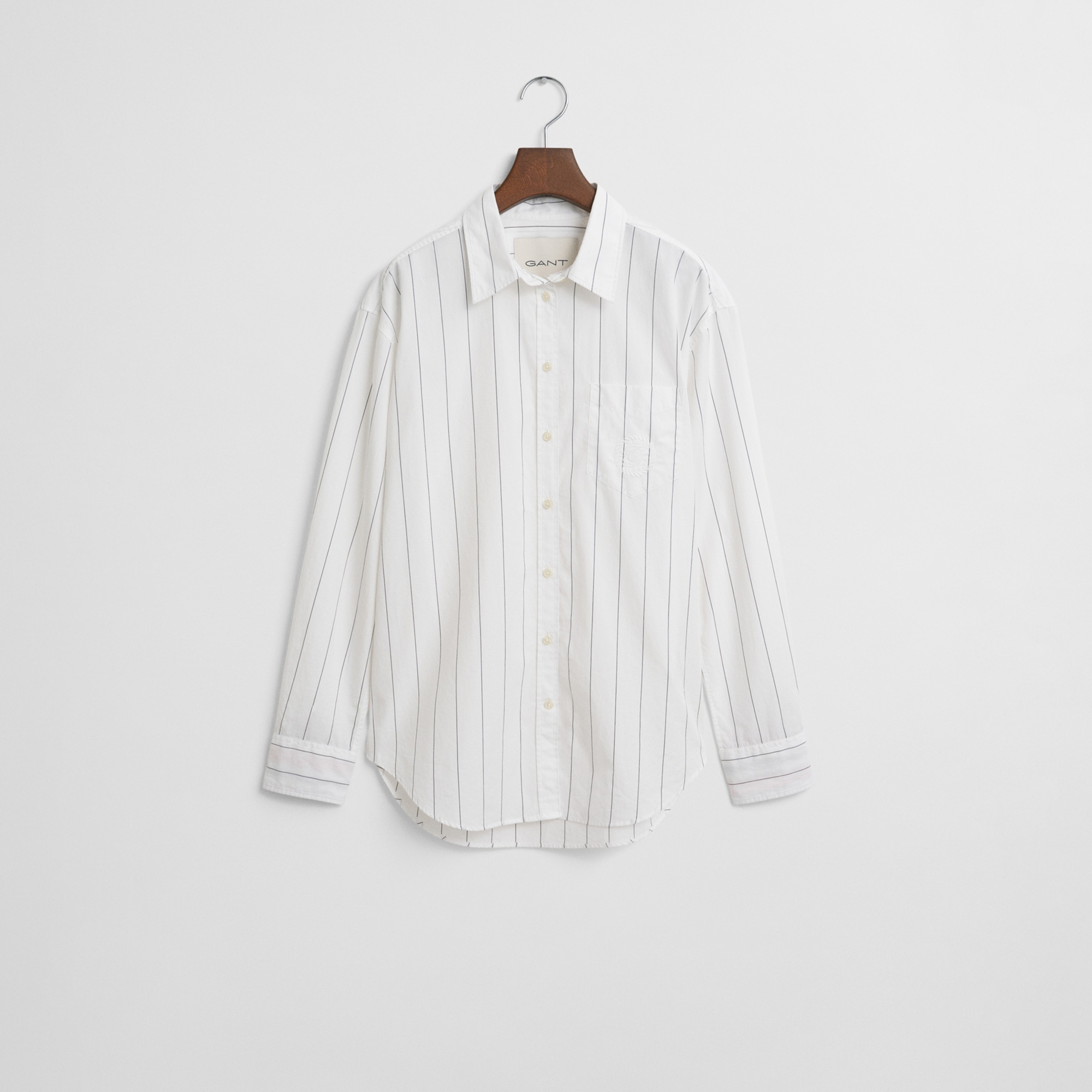 GANT Kadın Beyaz Relaxed Fit Klasik Yaka Çizgili Gömlek
