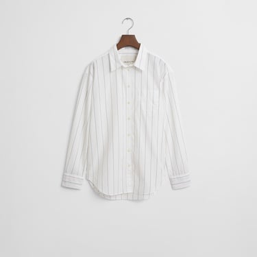  GANT Kadın Beyaz Relaxed Fit Klasik Yaka Çizgili Gömlek