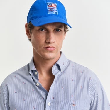  GANT Erkek Lacivert Regular Fit Düğmeli Yaka Çizgili Gömlek