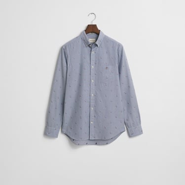  GANT Erkek Lacivert Regular Fit Düğmeli Yaka Çizgili Gömlek