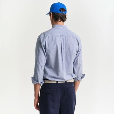  GANT Erkek Lacivert Regular Fit Düğmeli Yaka Çizgili Gömlek