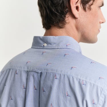  GANT Erkek Lacivert Regular Fit Düğmeli Yaka Çizgili Gömlek