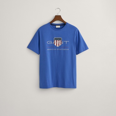  GANT Erkek Lacivert Regular Fit Bisiklet Yaka Logolu T-Shirt