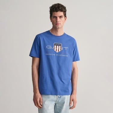  GANT Erkek Lacivert Regular Fit Bisiklet Yaka Logolu T-Shirt