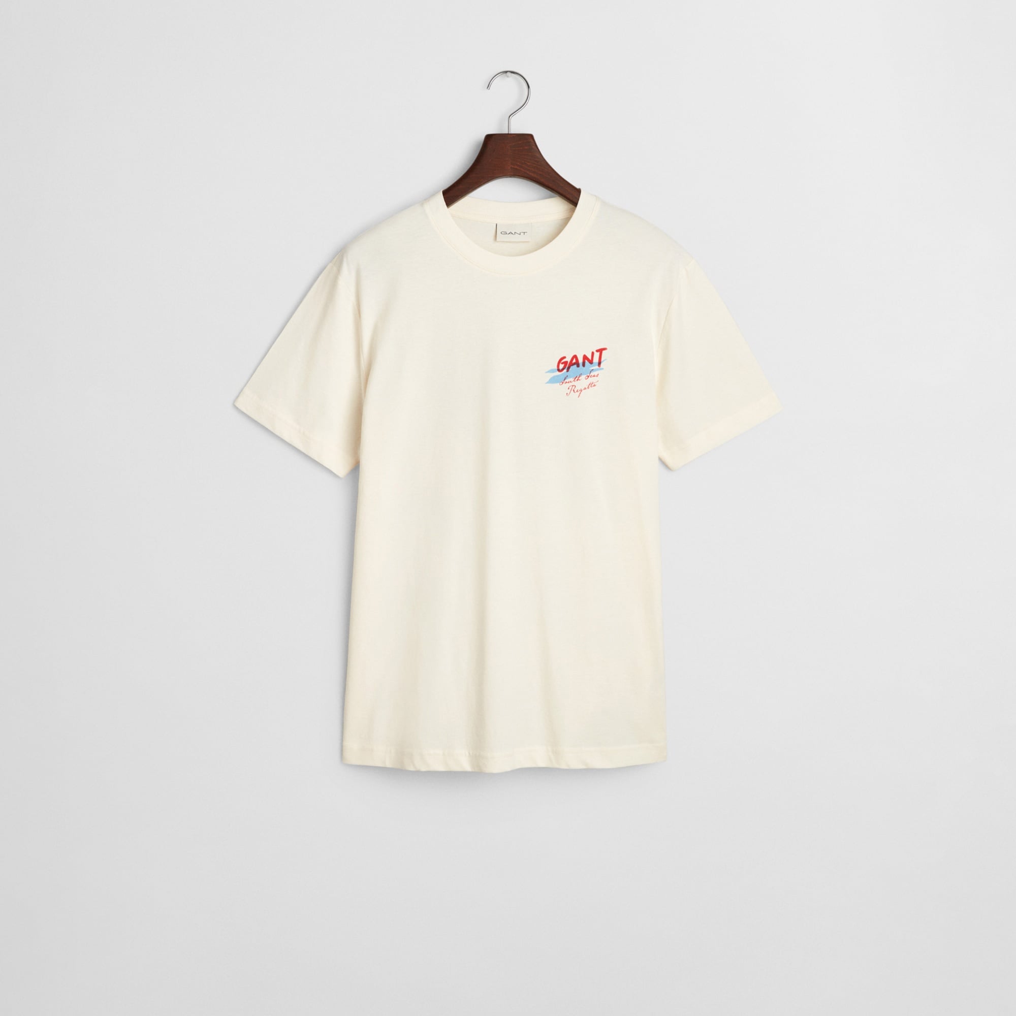 GANT Erkek Krem Regular Fit Bisiklet Yaka Logolu T-Shirt