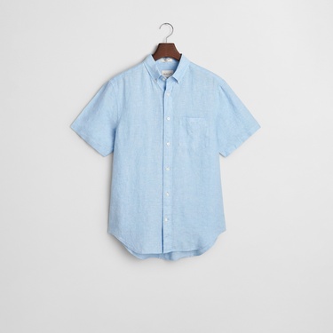  GANT Erkek Mavi Regular Fit Düğmeli Yaka Keten Gömlek